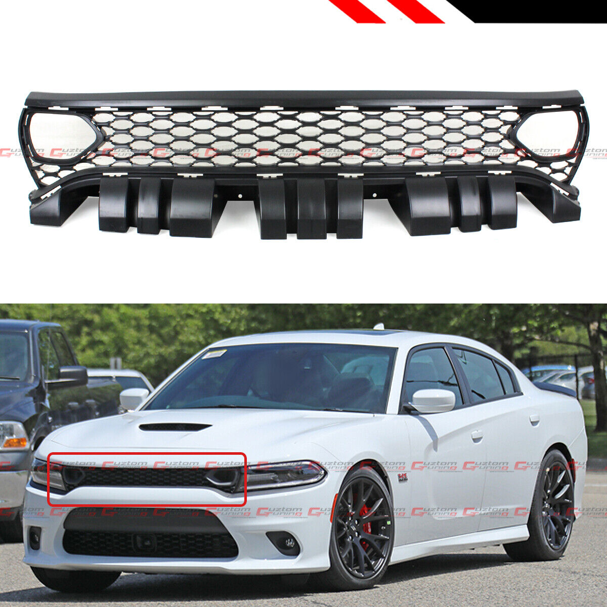 FOR 2015-2023 DODGE CHARGER RT SCAT PACK SRT STYLE FRONT MESH GRILLE W/ AIR DUCT