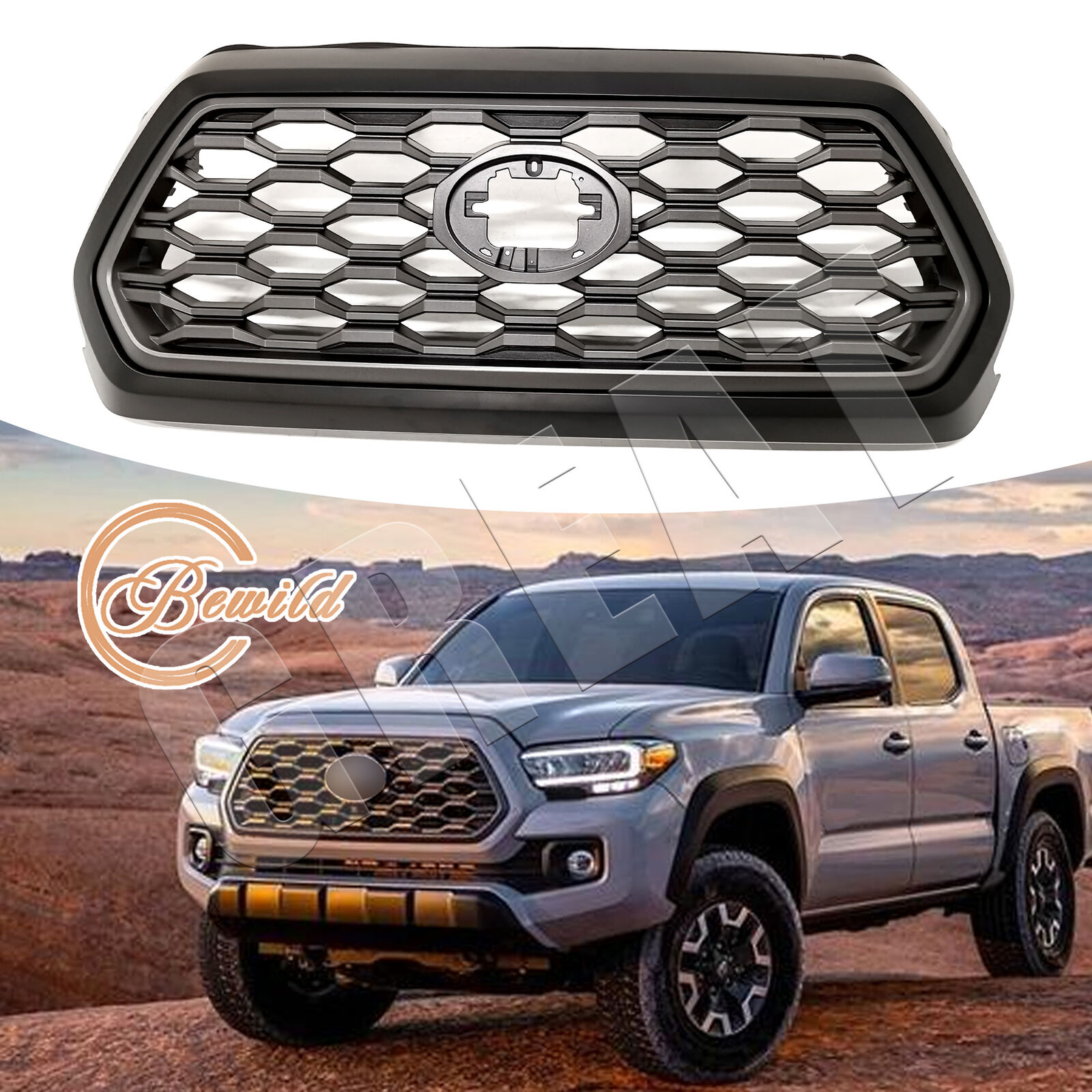 For 2016-2023 Toyota Tacoma TRD Front Bumper Grille W/Gloss Black Grill Insert