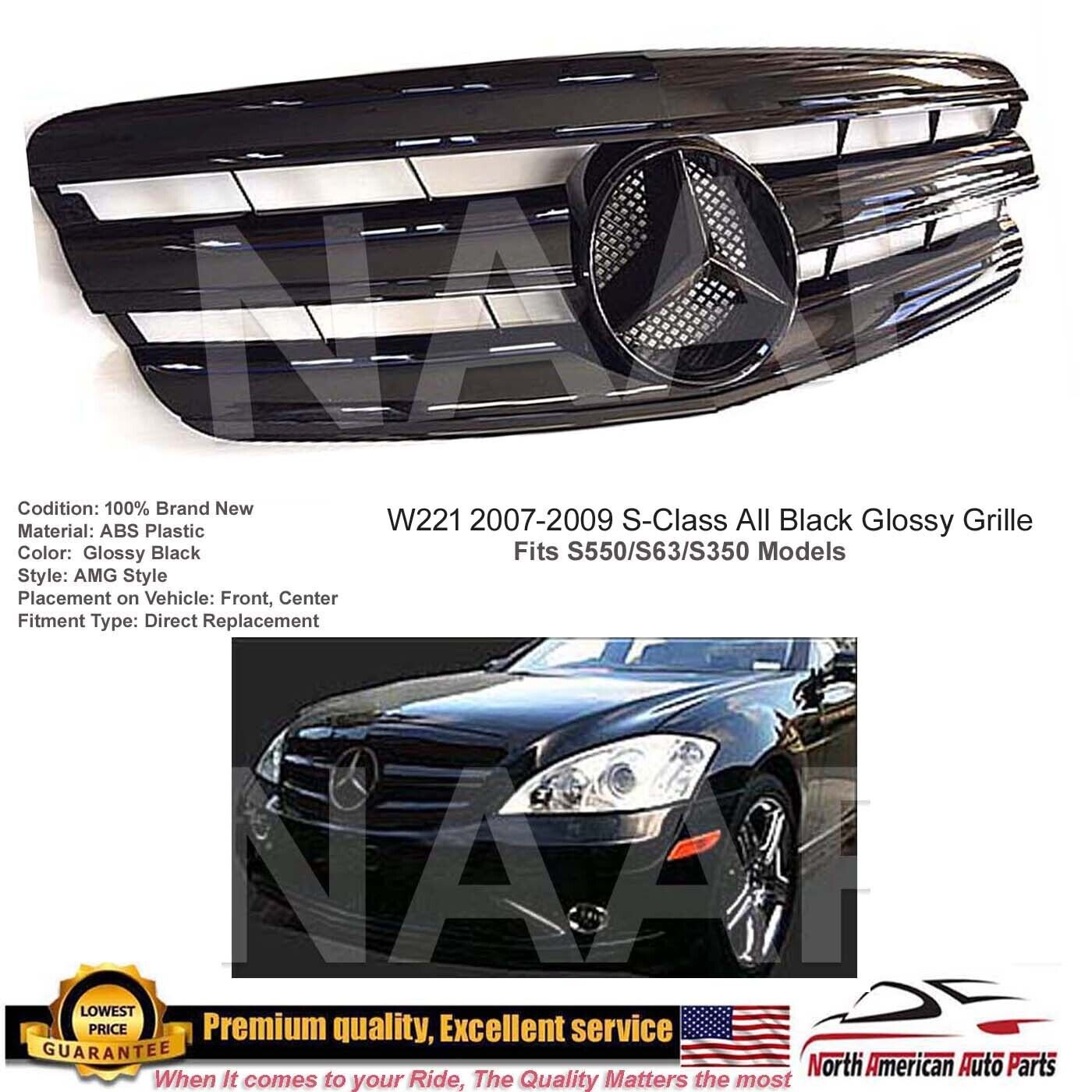 S-Class AMG Grille All Black S63 S350 S550 AMG 2007 2008 2009 W221 Star New
