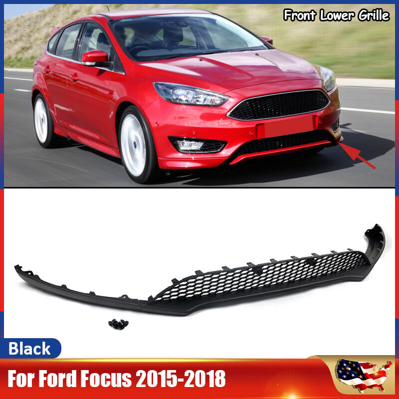 1x Front Bumper Lower Grille Valance Panel Grill For Ford Focus 2015-2018 Black