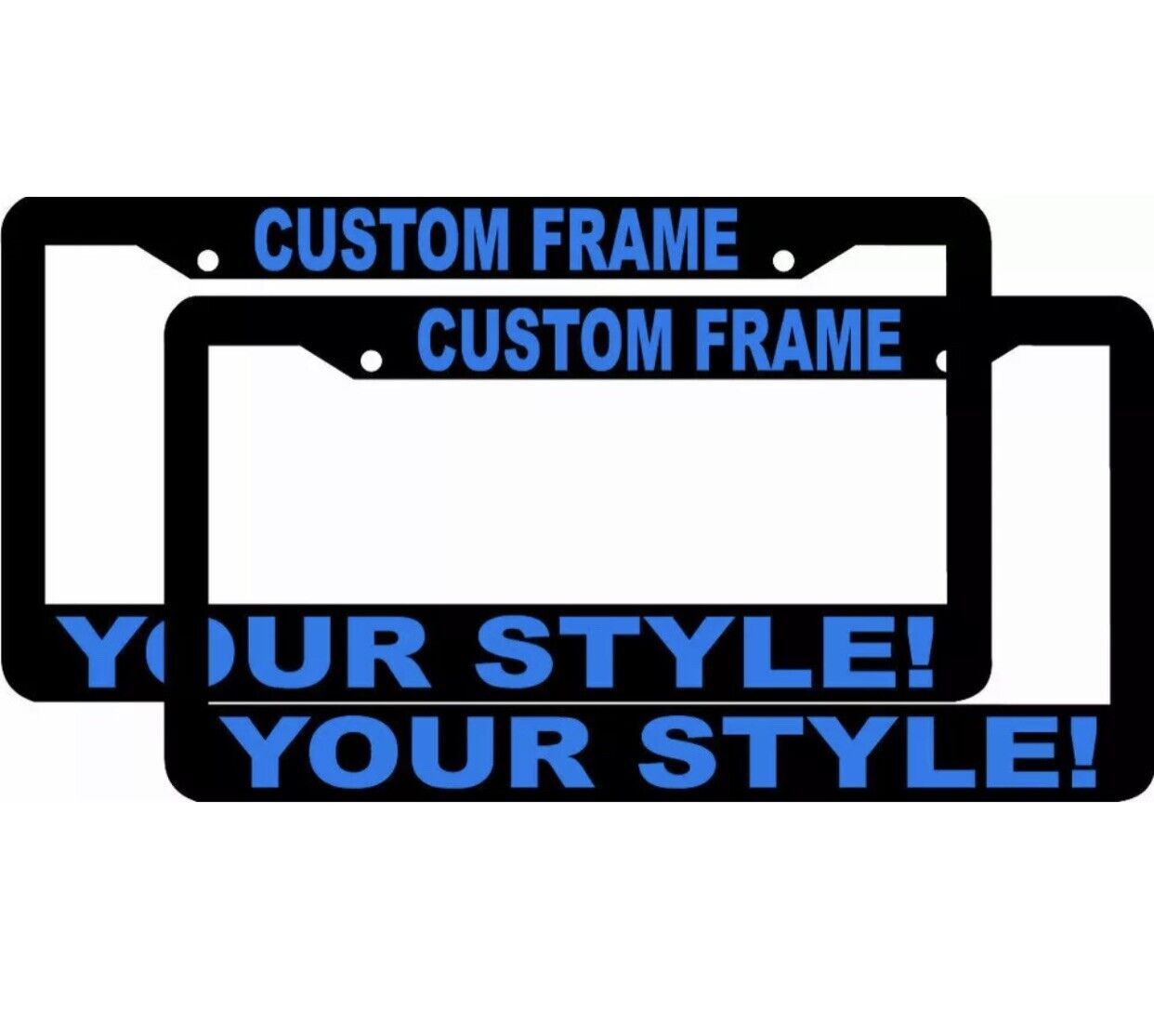 2 CUSTOM PERSONALIZED BLACK LIGHT BLUE LETTERS customized License Plate Frame
