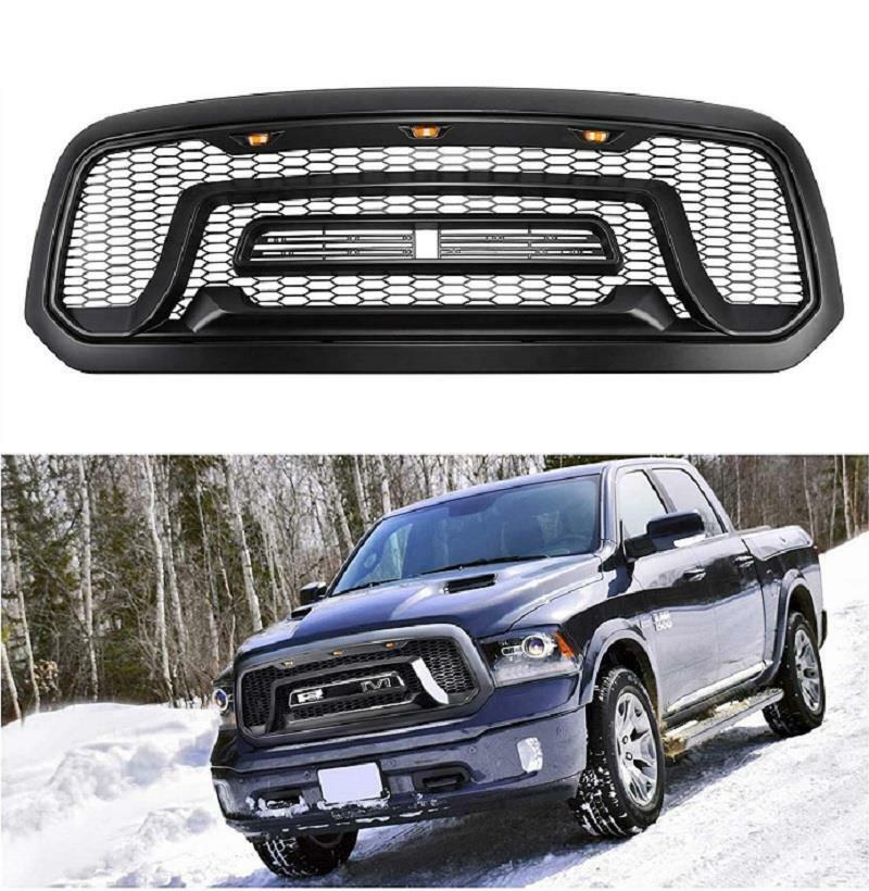 For 2013-2018 Dodge Ram 1500 Rebel Style LED Honeycomb Grill Grille w/Letters