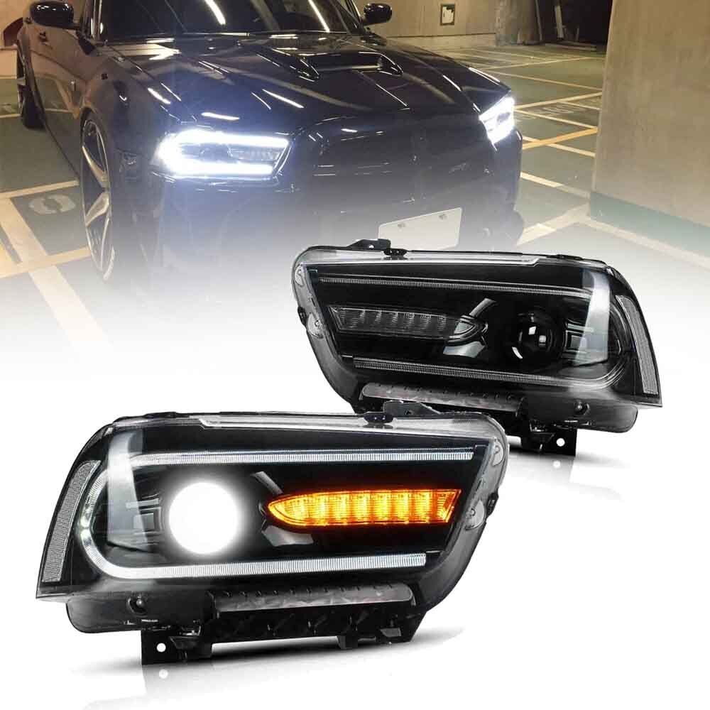VLAND LED Projector Headlights For Dodge Charger 2011-2014 Sequential Head Lamps
