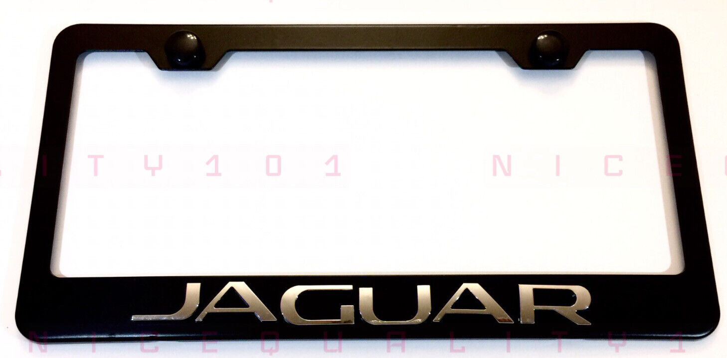 3D Jaguar Stainless Steel Black Finished License Plate Frame Rust Free