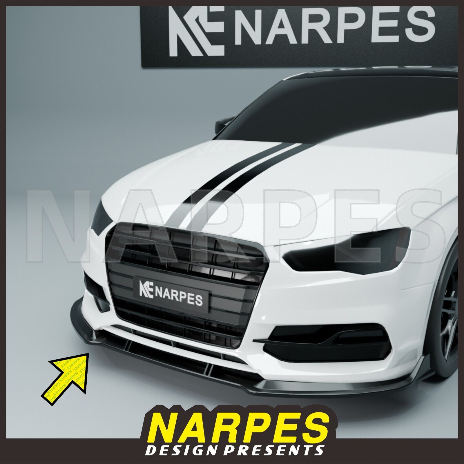 Narpes Fit 2012-2016 Audi S5 A5 S-Line Painting Front Bumper Lip Splitter Kit