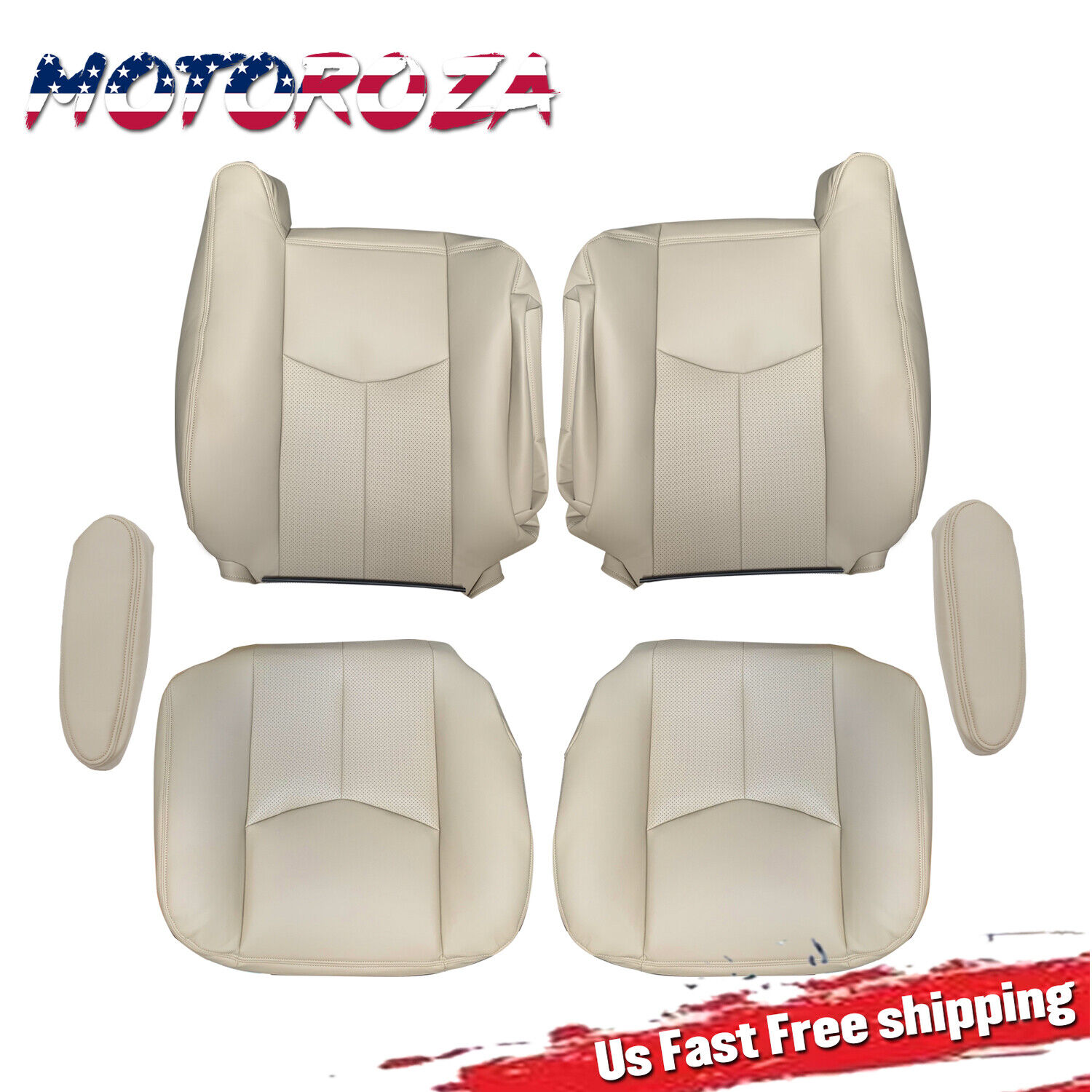 Fit For 2003-2006 Cadillac Escalade Front Leather Seat Cover & Armrest Cover Tan