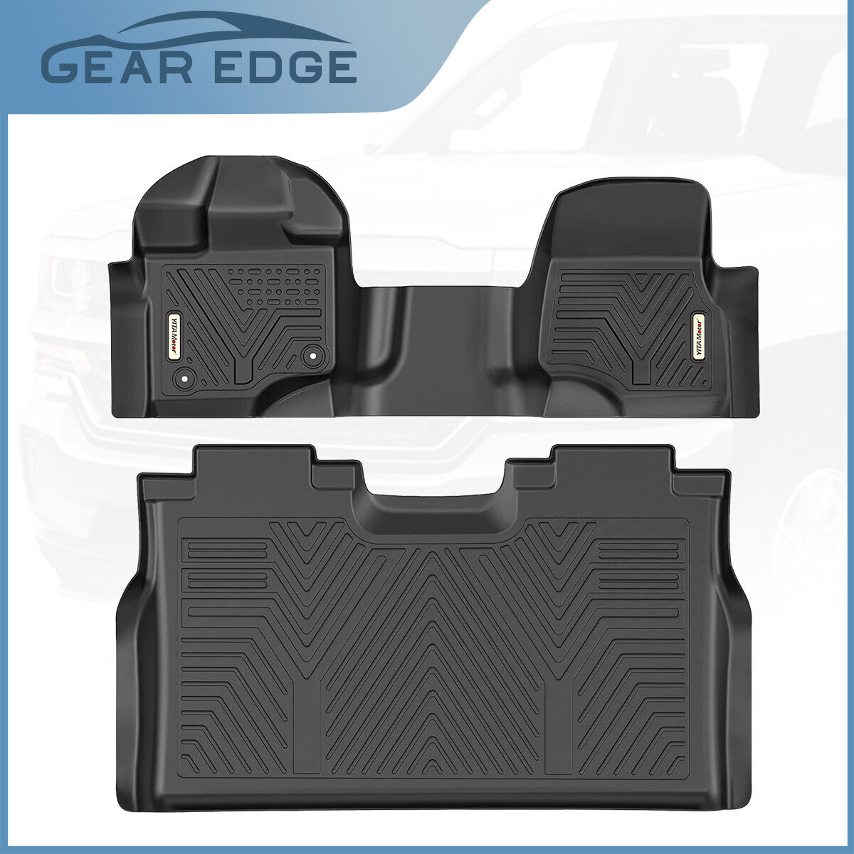 Front Rear Floor Mats for 2015-2023 Ford F-150 Super Crew Cab Bench Seating Set