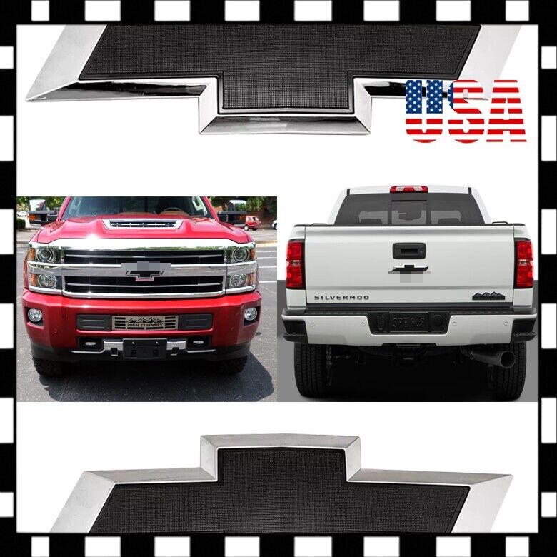 Fit Chevy Silverado 1500 2500HD 3500HD Front Rear Tailgate Bowtie Emblem replace