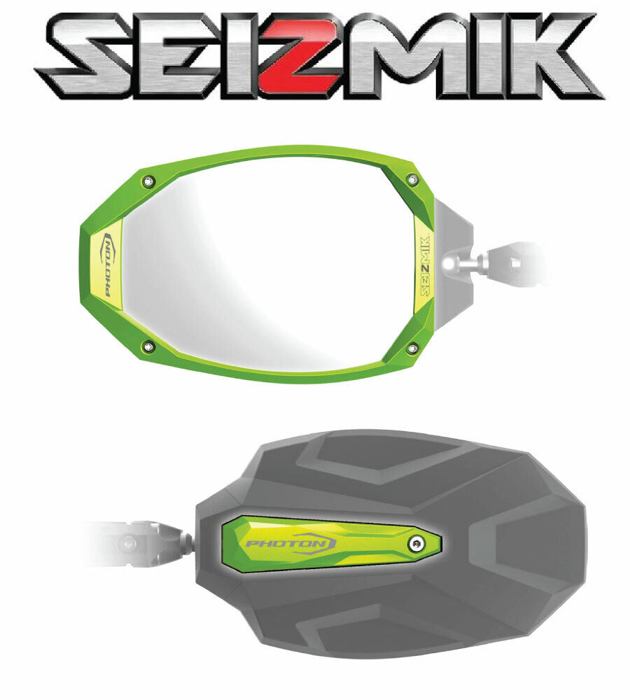 Green Seizmik Photon Side View Mirrors for 2012-2022 Arctic Cat/Textron Wildcat