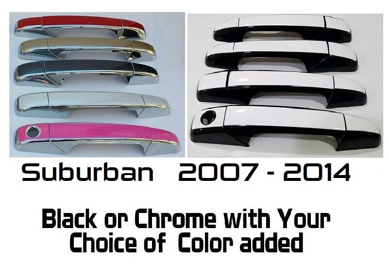 Custom Black OR Chrome Door Handle Overlays 2008 2009 Chevy Suburban U PICK CLR