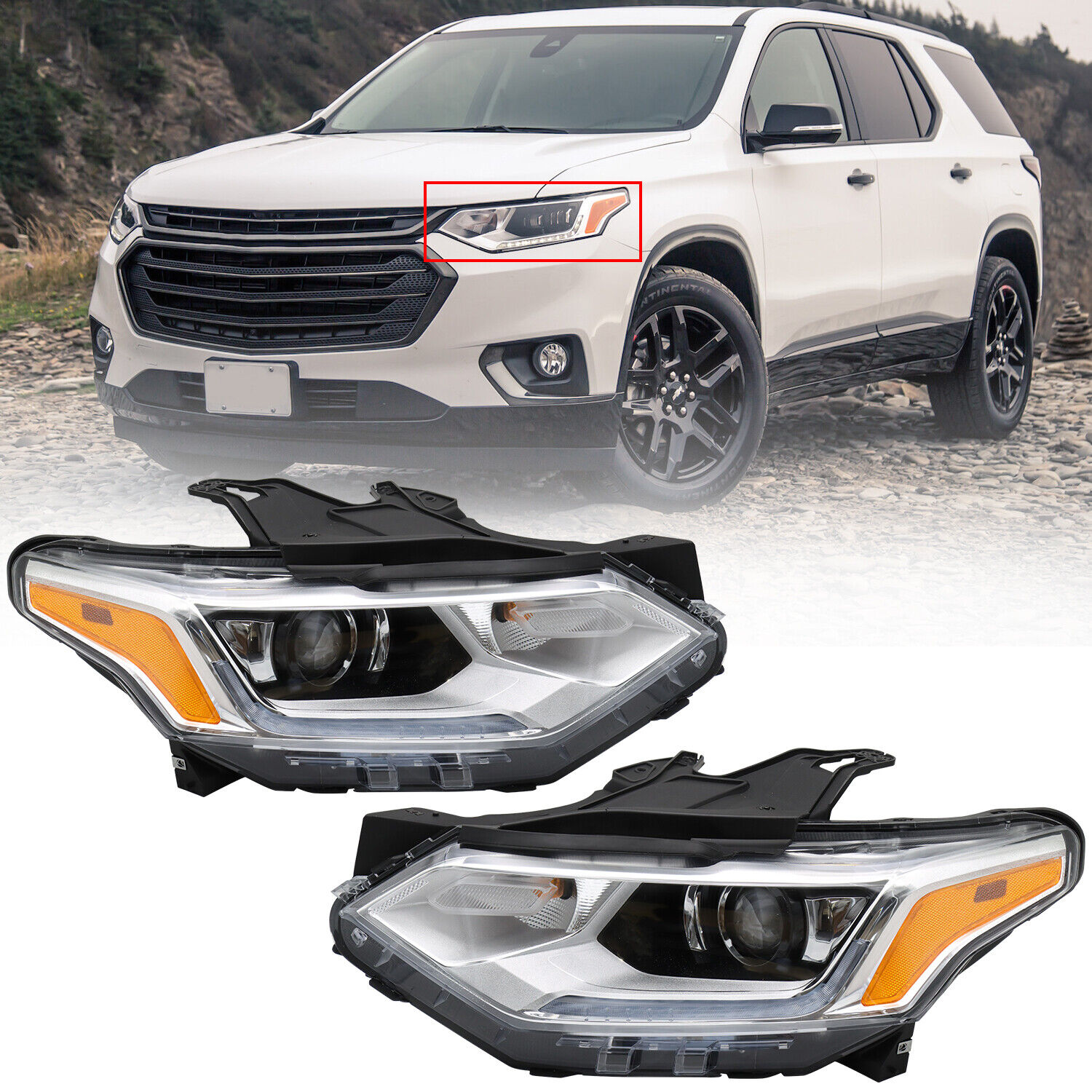 For 2018-2021 Chevy Traverse Headlight HID/Xenon LED DRL Driver&Passenger Side