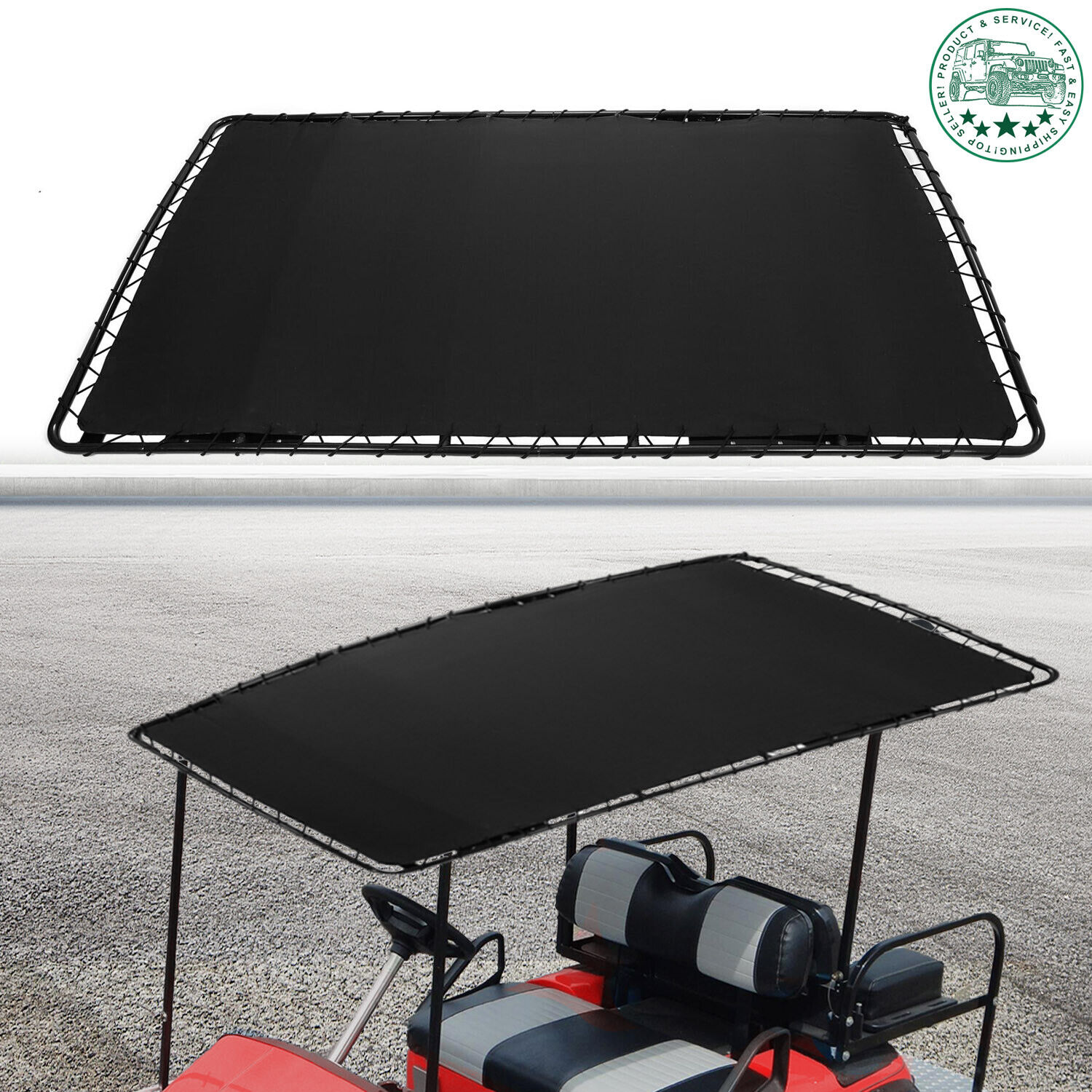 Black Golf Cart Roof Top Fit for Club Car  EZ-GO Yamaha  Extended Powder Coated