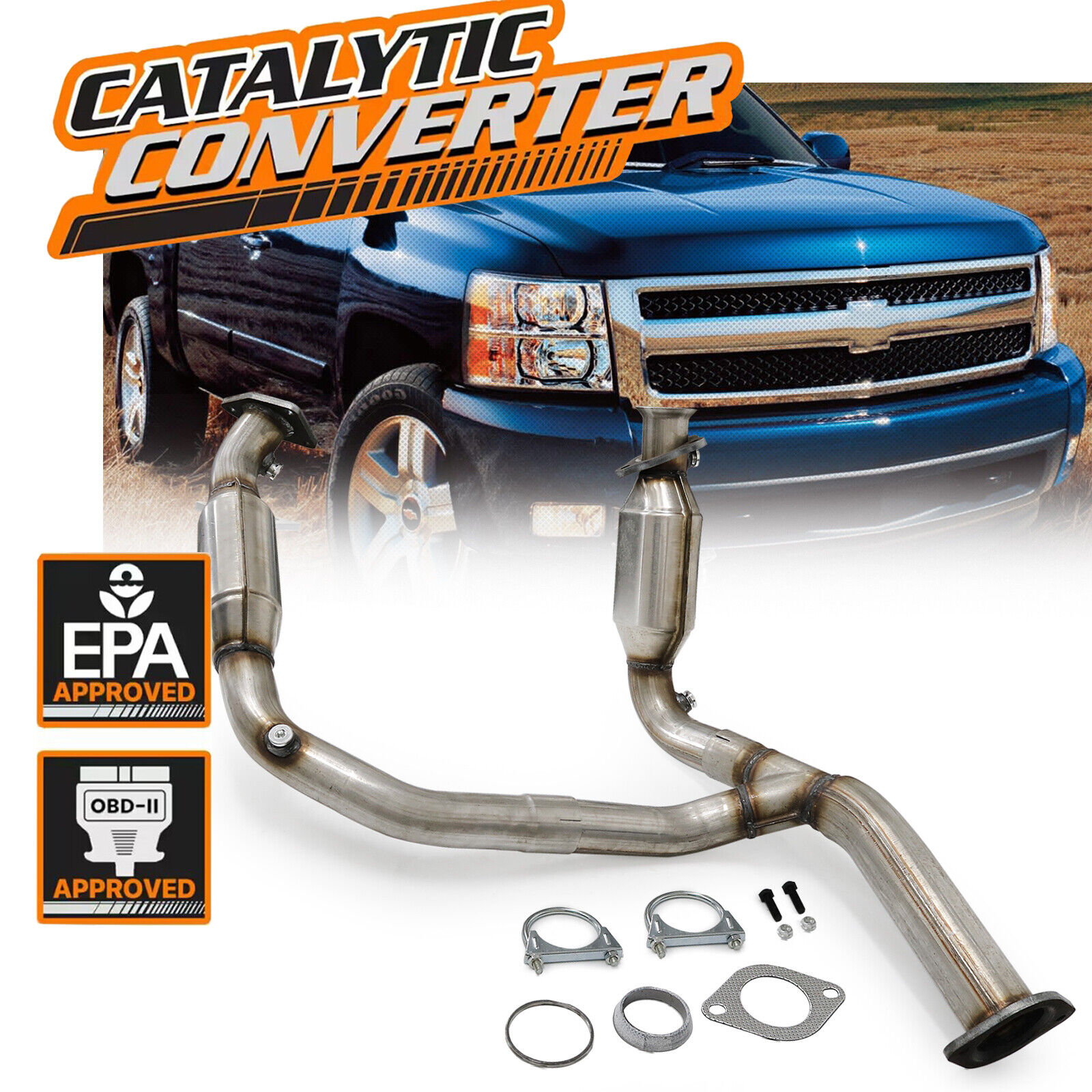 Catalytic Converter Exhaust Y-Pipe For 2007-2009 Chevy Silverado/Suburban/Yukon
