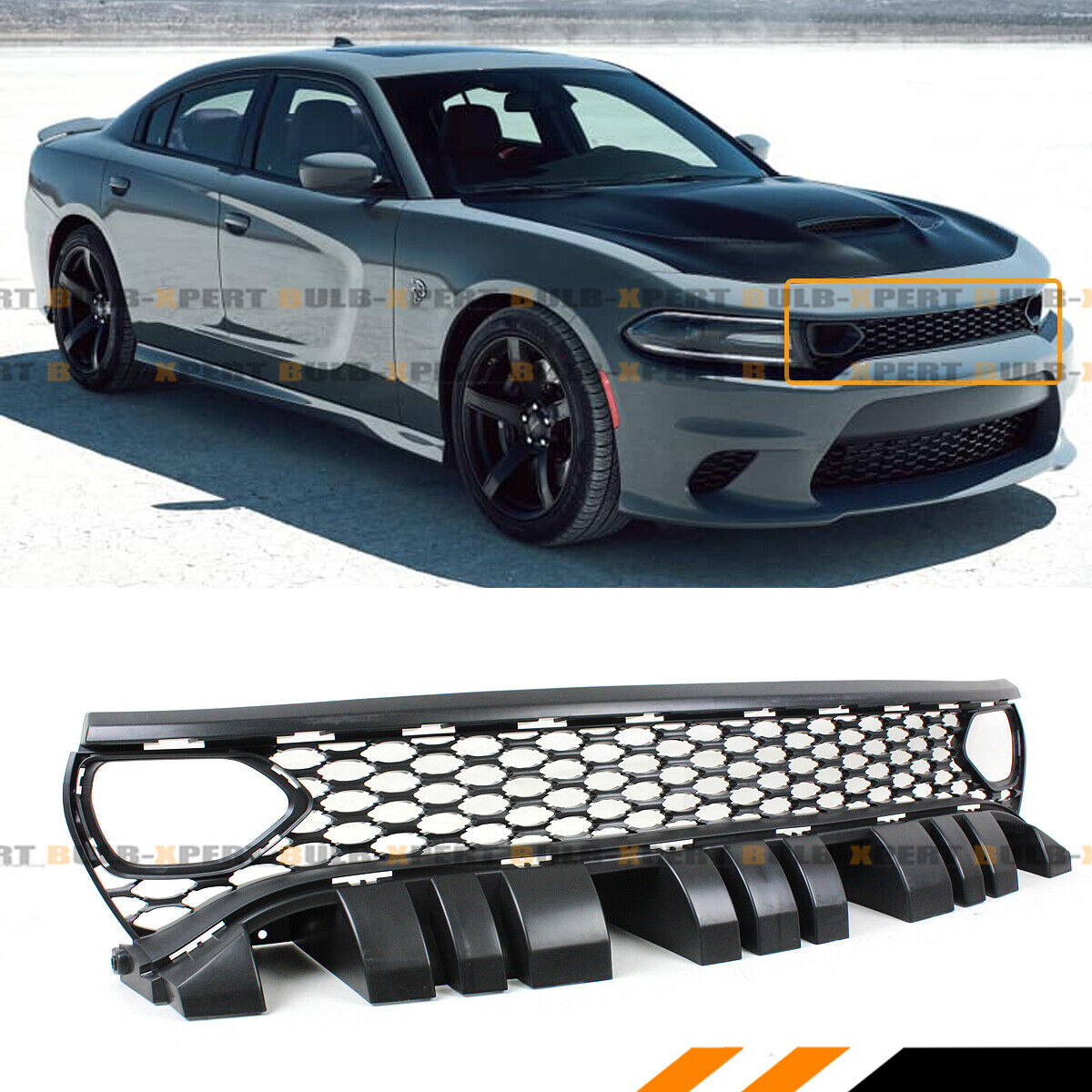 FOR 15-2023 DODGE CHARGER RT SCAT PACK SRT HELLCAT FRONT MESH GRILLE W/ AIR DUCT