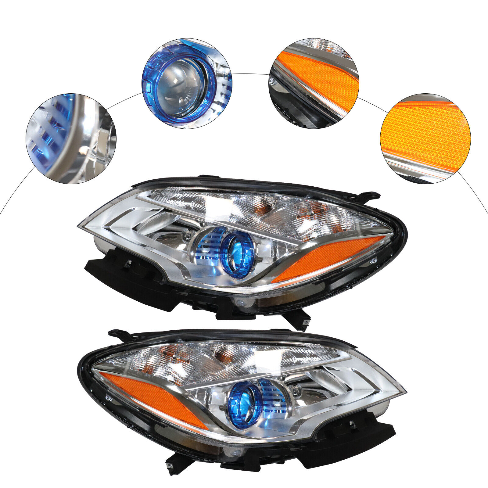 1 Pair For Buick Encore 2013 2014 2015 2016 Halogen Headlamp Headlights Assembly
