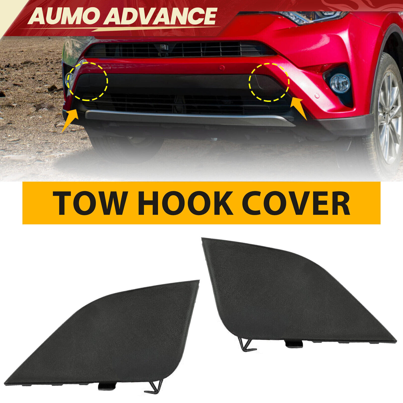 2PCS Front Bumper Tow Hook Cover Cap For Toyota RAV4 2016 2017 2018 Left & Right
