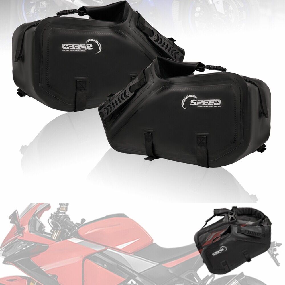 28L Pair Waterproof Motorcycle Saddlebags Saddle Panniers Rear Side Bags Black