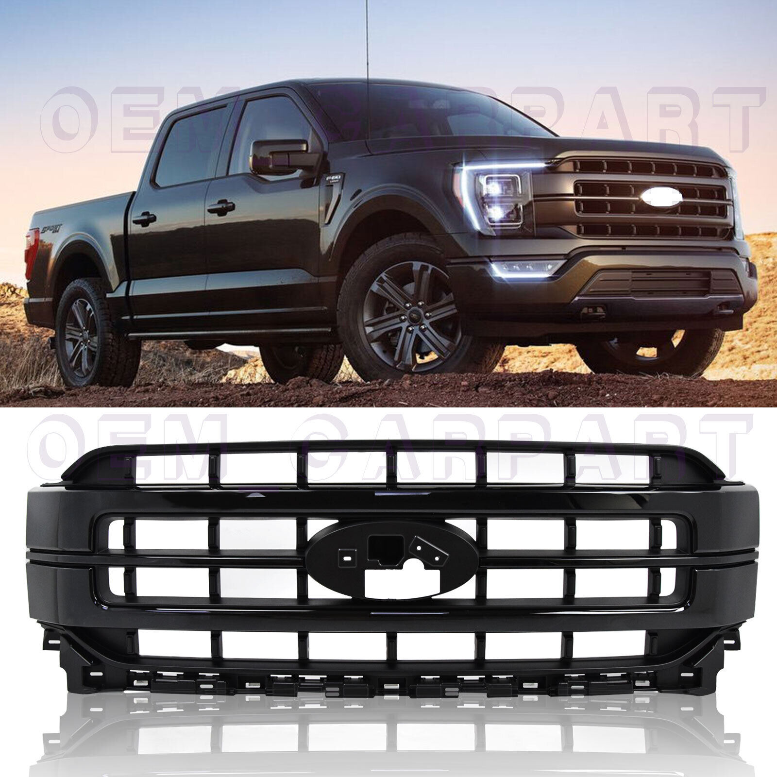 2021 2022 2023 Ford F150 Lariat Sport Front Upper Grille Gloss Black ML348200FA