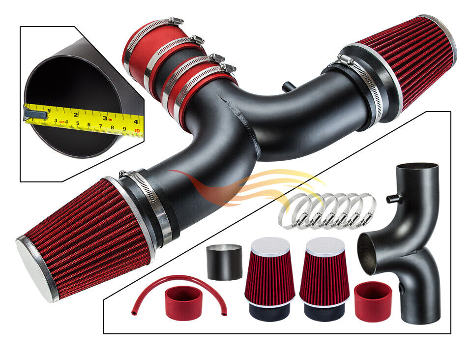 BCP RW RED For 2003-2008 Dodge Ram1500 5.7L V8 Dual Twin Air Intake Kit+Filter