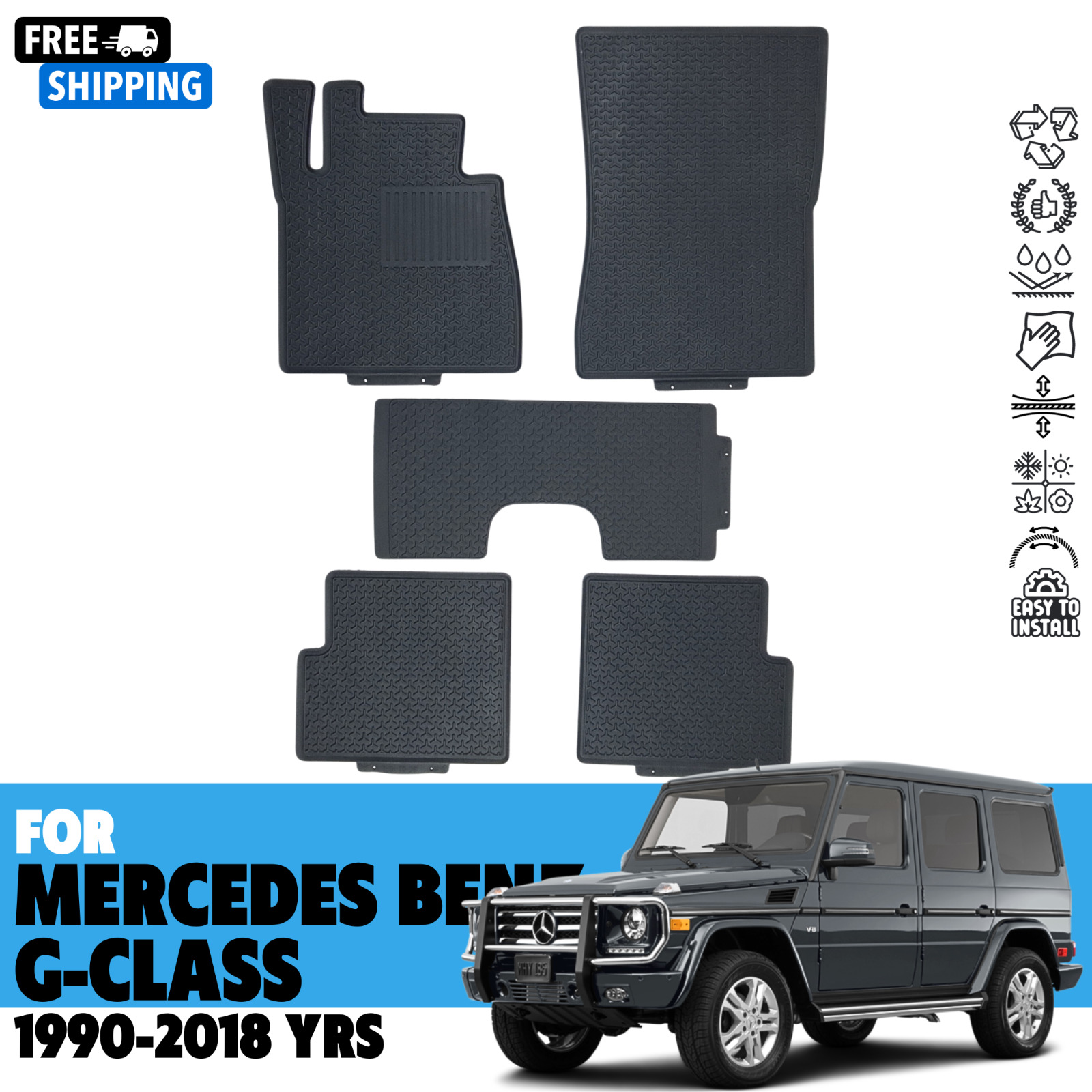 Floor mats for 1990-2018 Mercedes Benz G-Class All Weather Super Heavy Duty