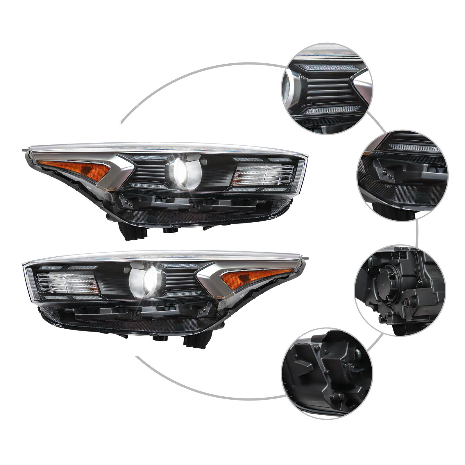 Fits 2022 2023 Kia Forte Sedan Headlight Lamp Assembly w/ LED DRL Left Right 2pc