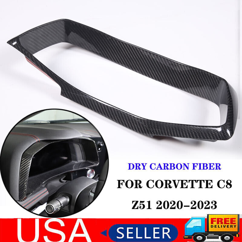Dry Carbon Fiber Instrument Gauge Cluster Cover Trim For Corvette C8 Z51 2020-23
