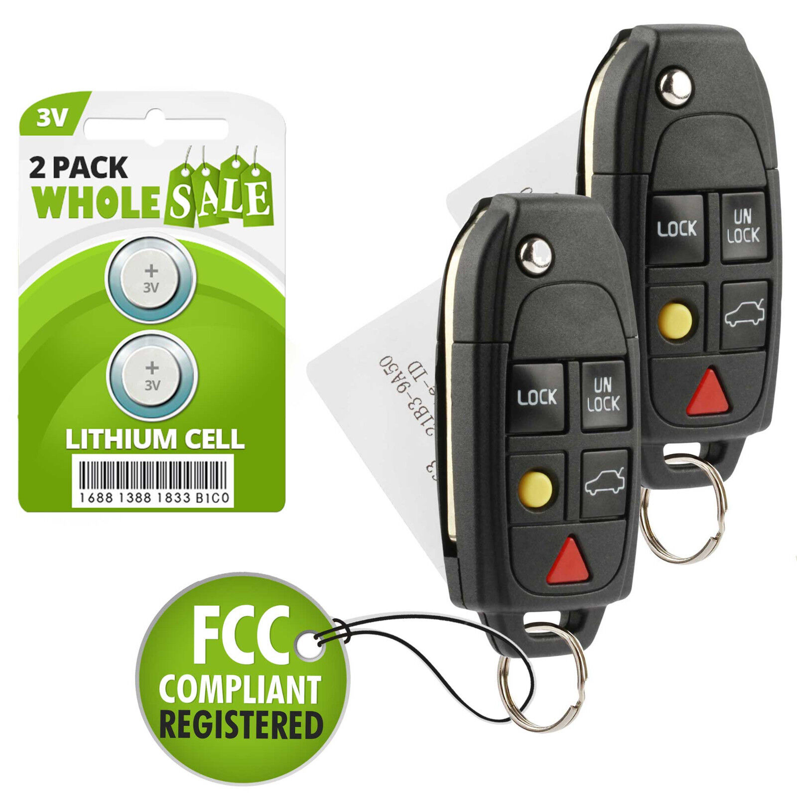 2 Replacement For 2004 2005 2006 2007 2008 2009 Volvo XC90 Key Fob Remote