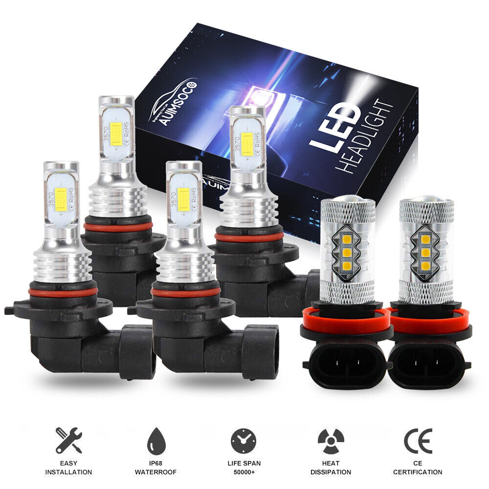 For GMC Canyon 2004-2012 LED Headlight+Fog Light 6 Bulbs Combo Kit for Car Light