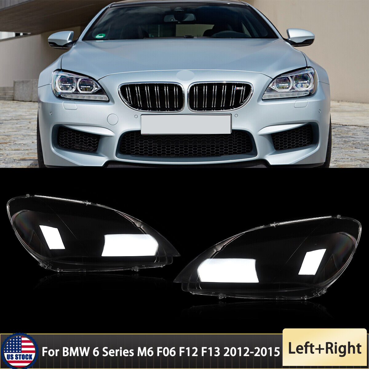 For BMW 6 Series M6 F06 F12 F13 640i 650i Front Headlight Lens Cover Shell Clear