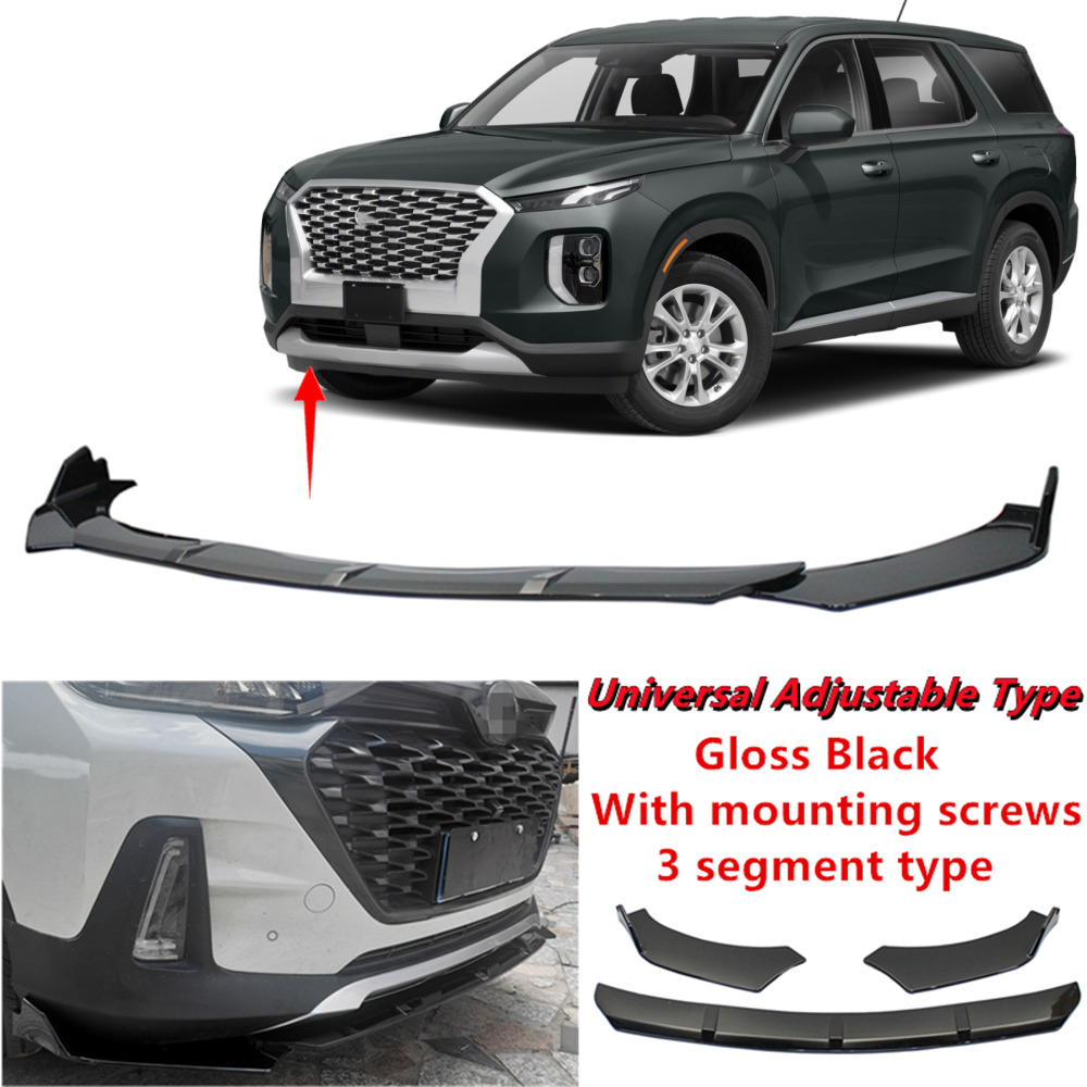 Add-on Universal Fit For 18-23 Hyundai Palisade Front Bumper Spoiler Lip 3-Stage