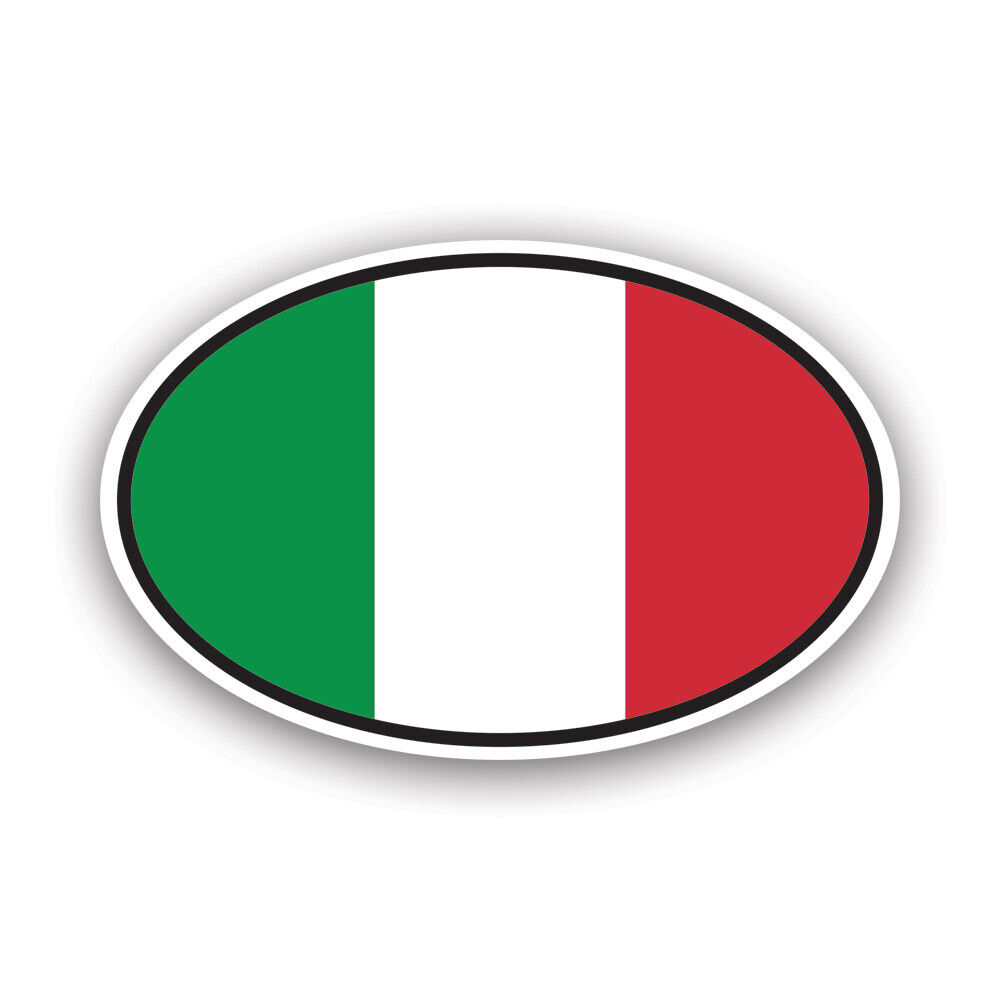 Italy Oval Sticker Decal - Weatherproof - italian flag country code euro it v7