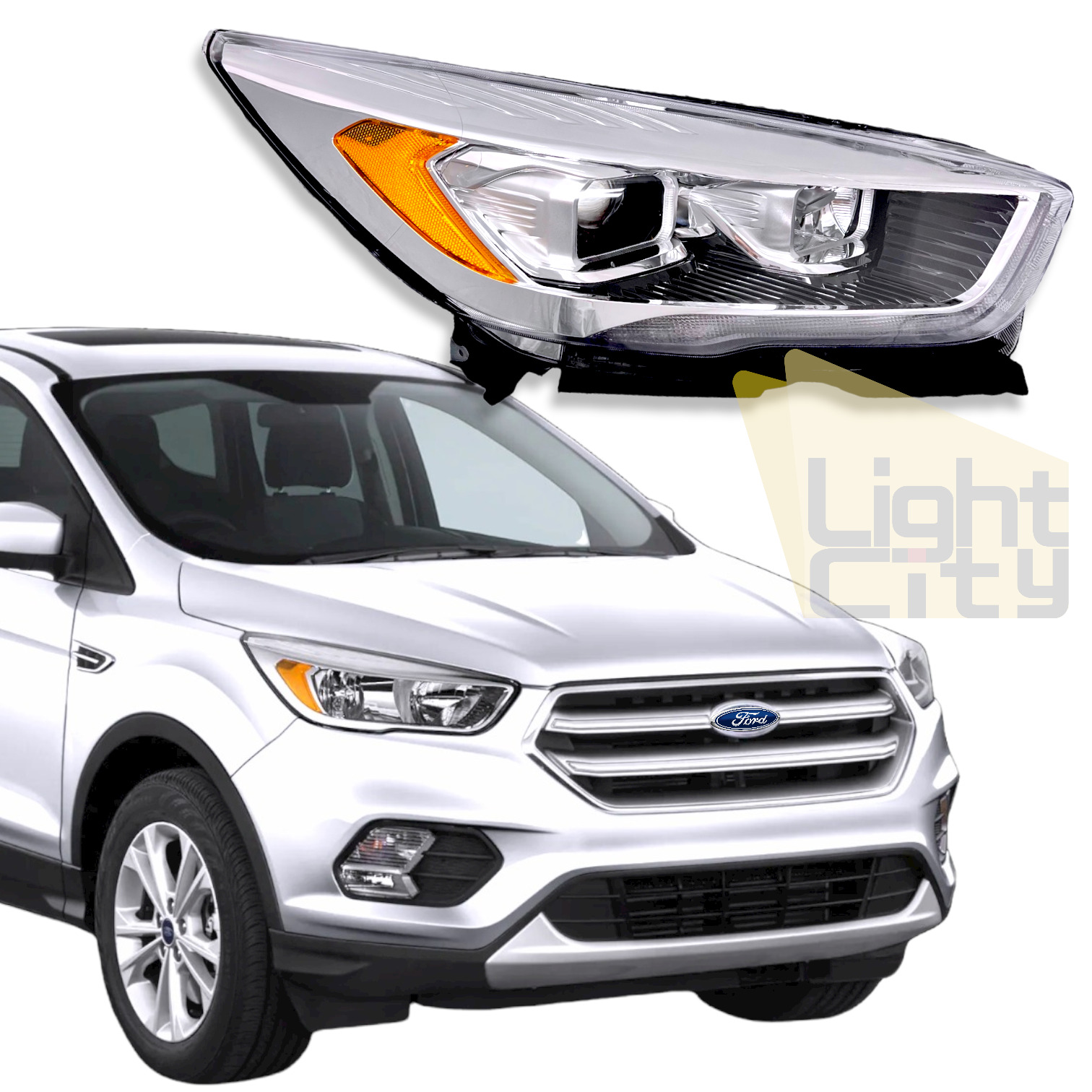 For 2017-2019 Ford Escape Passenger Right Side Headlight (HID, w/ LED Accent) RH