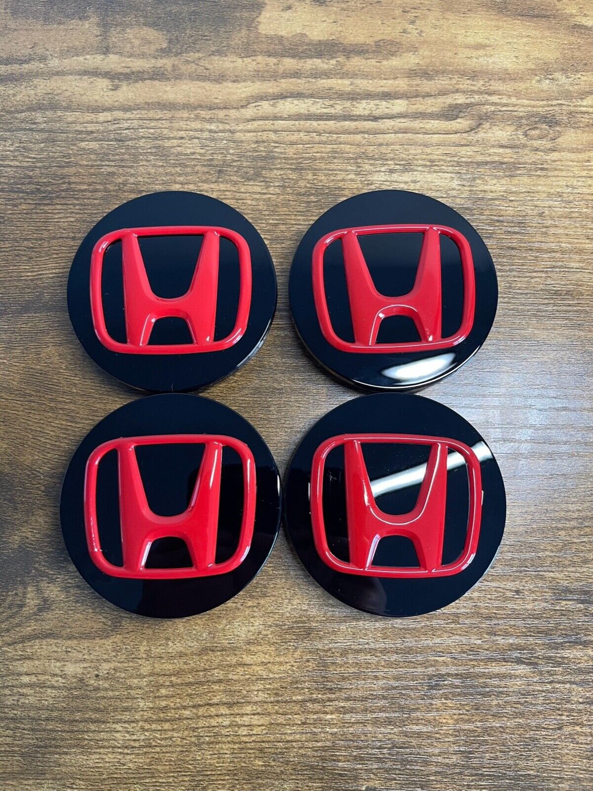 Set of 4 Honda Black/Red Wheel Rim Center Caps Logo 69MM/2.75