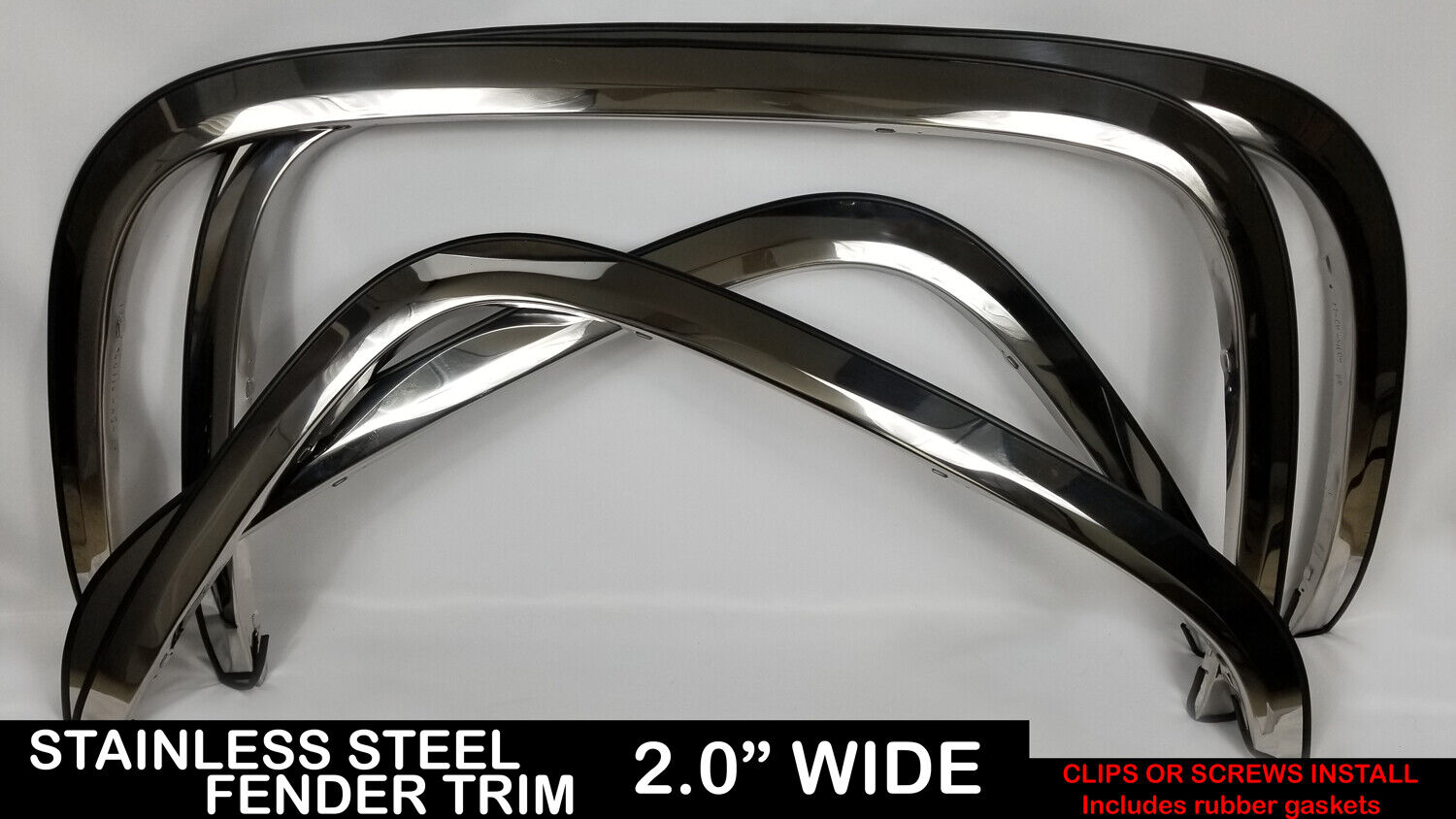 Fits a 07-13 Silverado Chrome Polished Stainless-Steel Fender Trim 4p Set