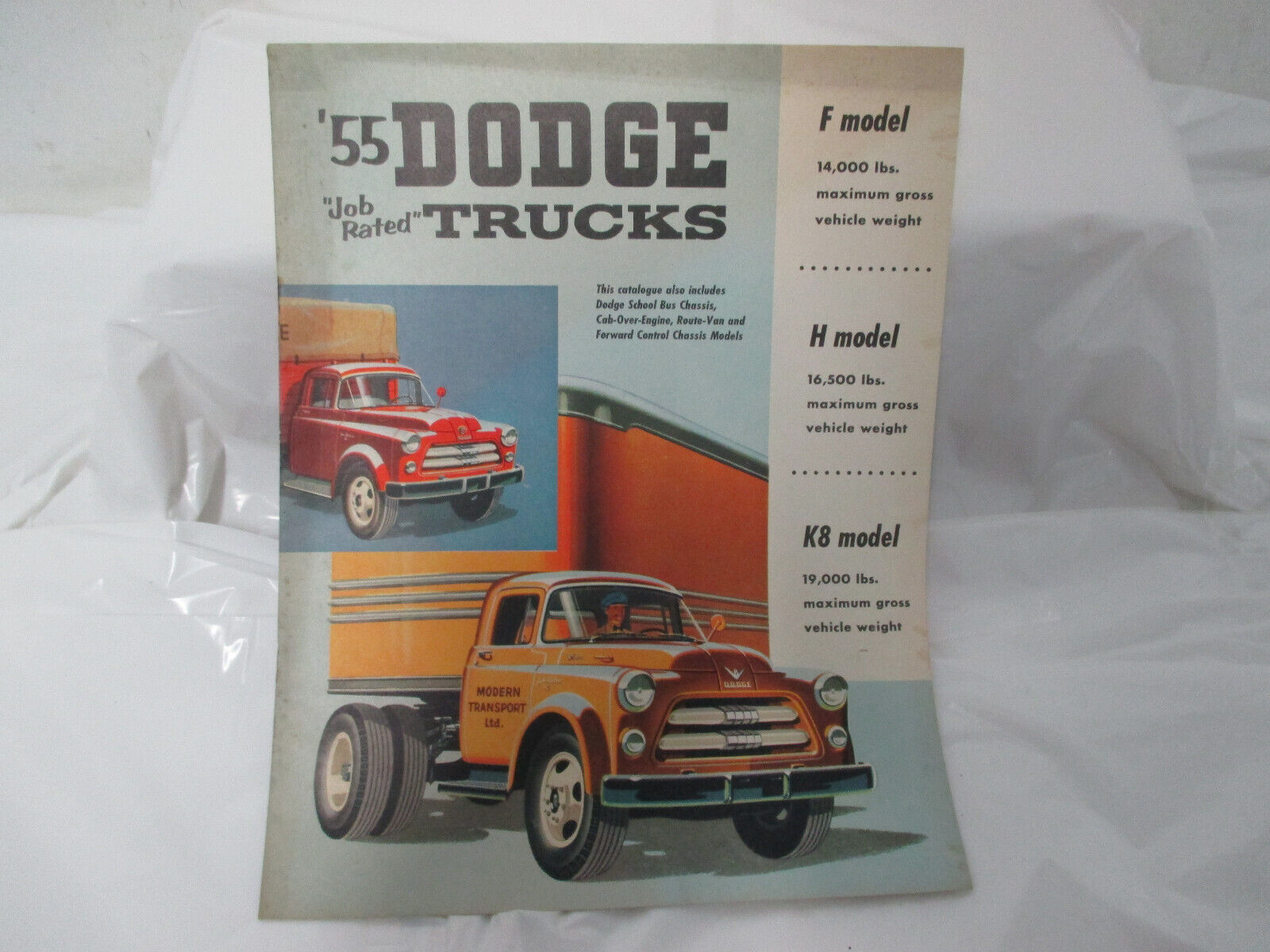 Mopar NOS 1955 Canada Dodge Heavy Duty Truck Models F H K8 Sales Brochure DT552