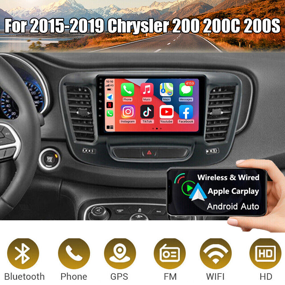 For 2015-2019 Chrysler 200 Android 13 Car Stereo Radio Apple Carplay GPS Navi