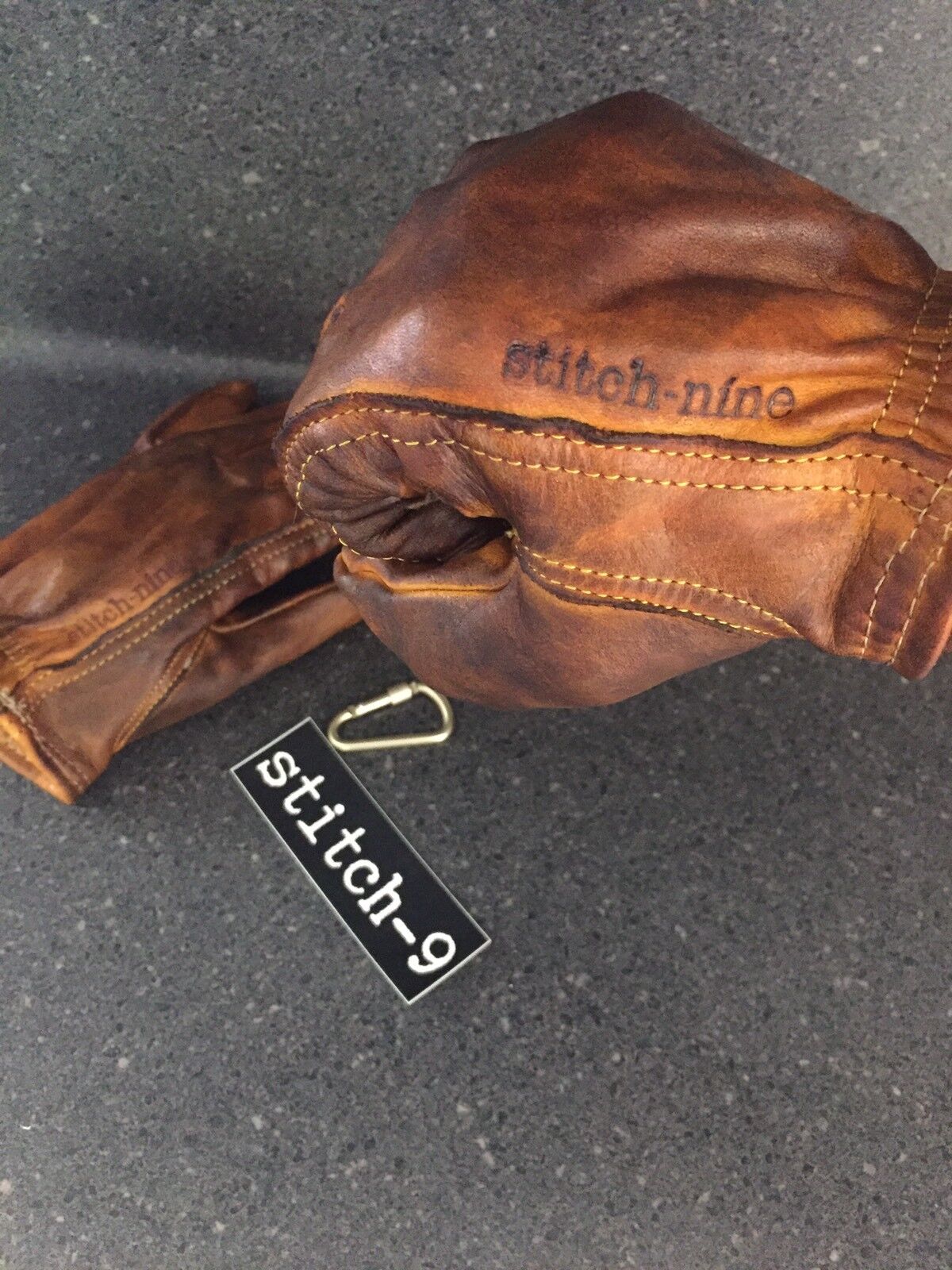 Stitch nine  motorcycle gloves leather Distressed Cafe Chopper Bobber  work -LRG