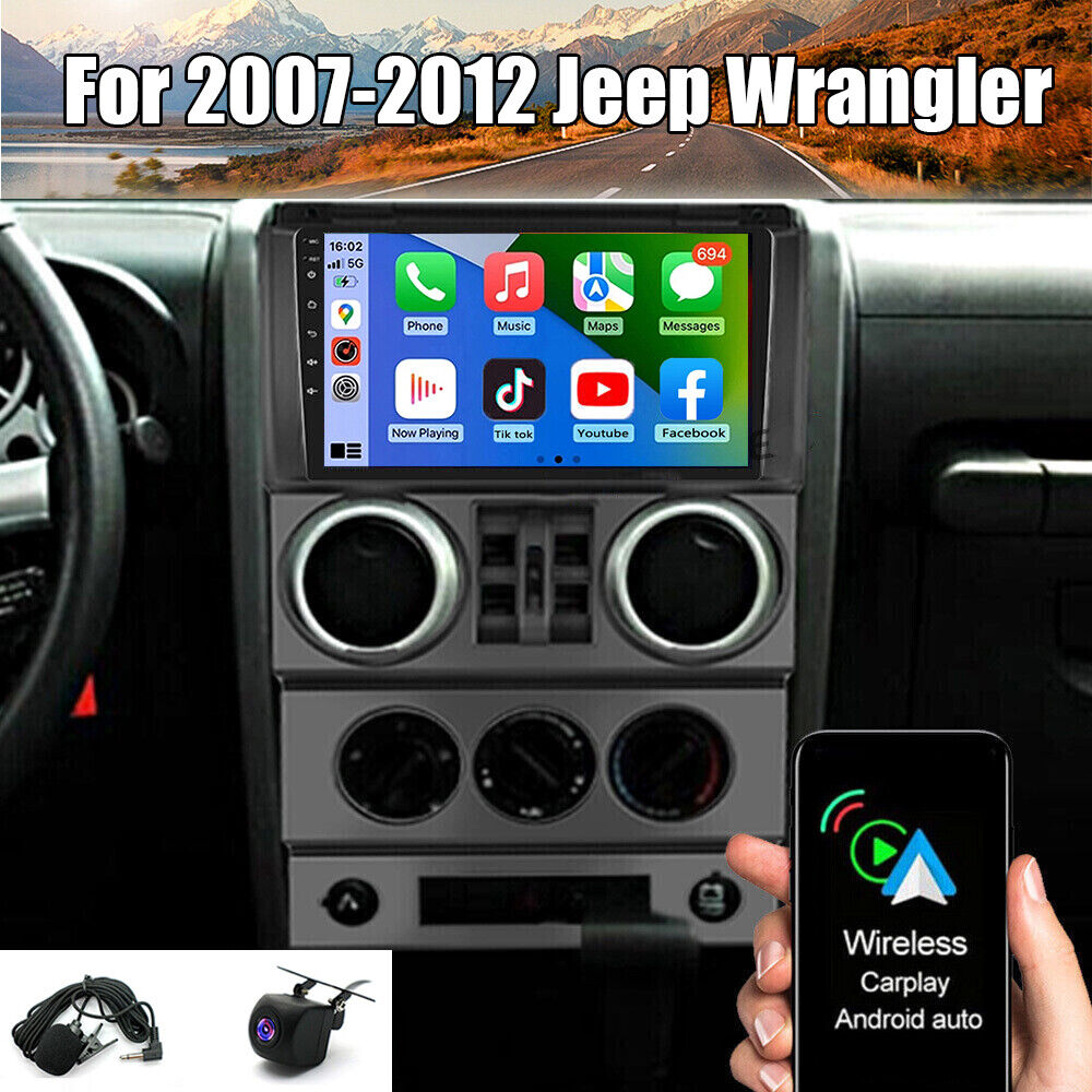 For 2007-12 Jeep Wrangler Android 13 Apple Carplay GPS Navi Car Stereo Radio FM
