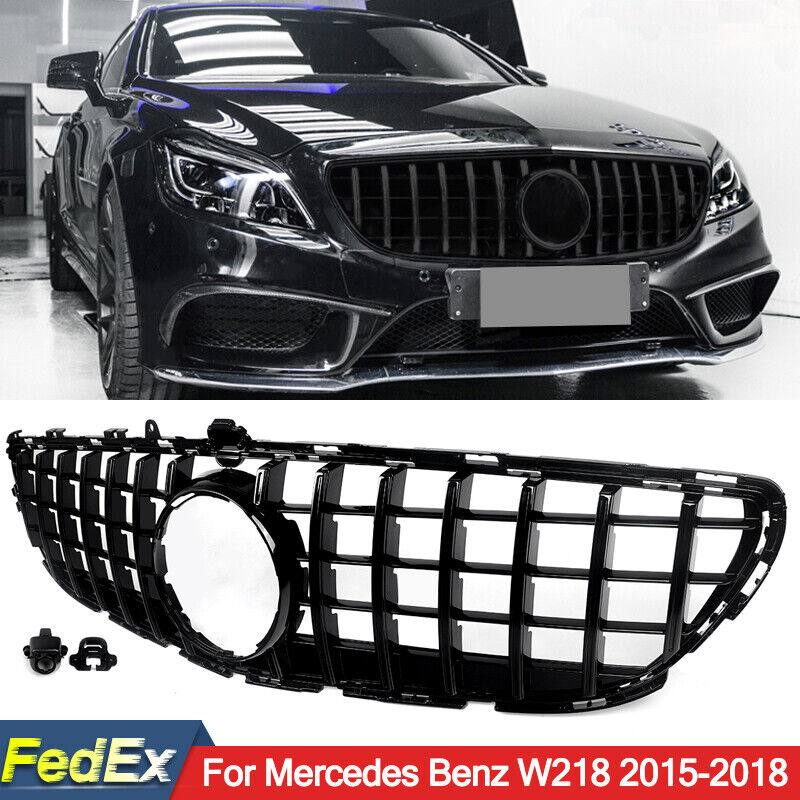 Gloss Black For Mercedes Benz W218 CLS400 CLS550 2015-2018 GT Front Bumper Grill