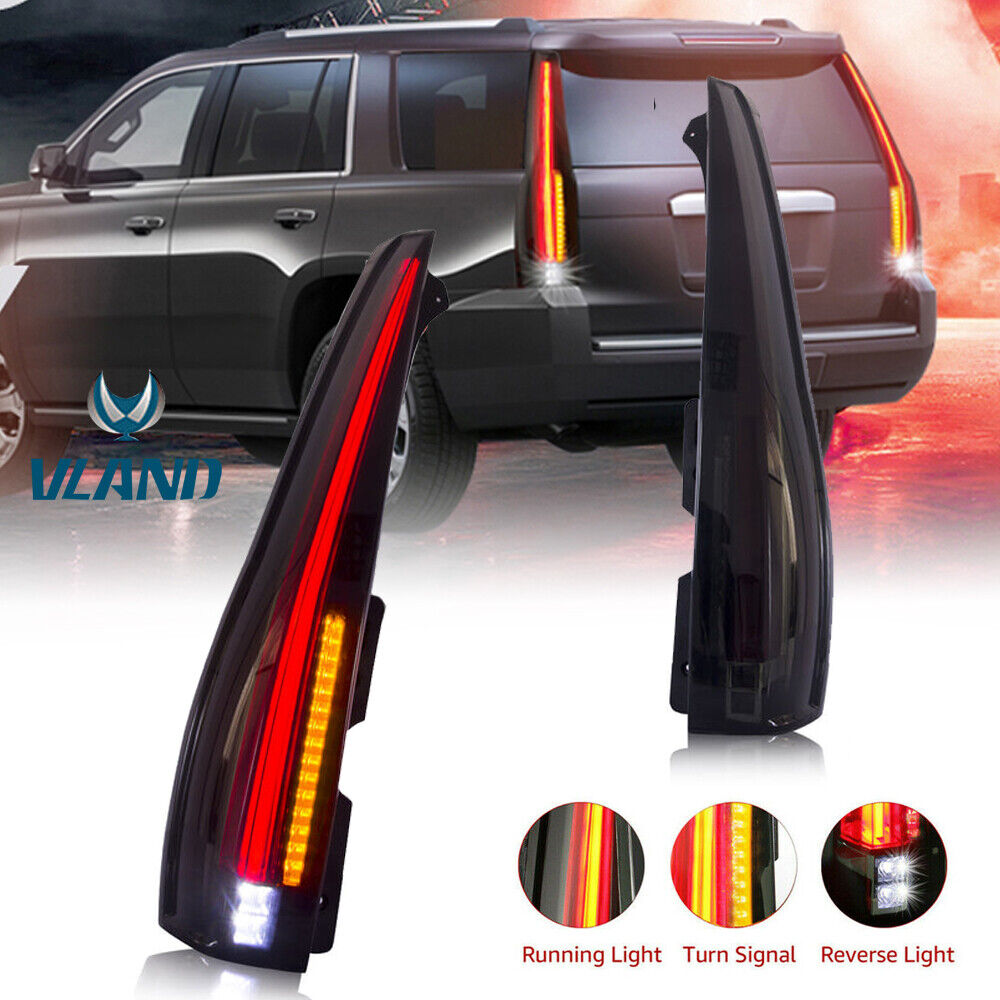 Pair Smoked Tinted LED Tail Lights For 07-2014 Cadillac Escalade / ESV Rear Lamp