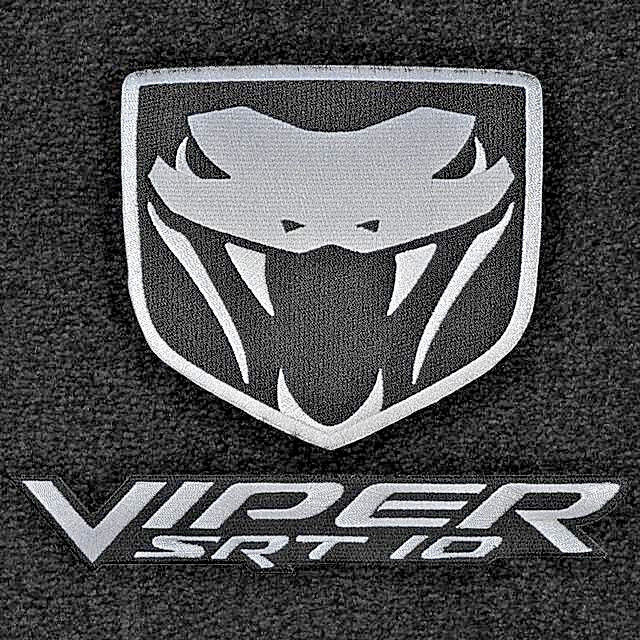 Lloyd VELOURTEX Black FLOOR MATS Silver logo for 2003 to 2006 Dodge VIPER SRT-10