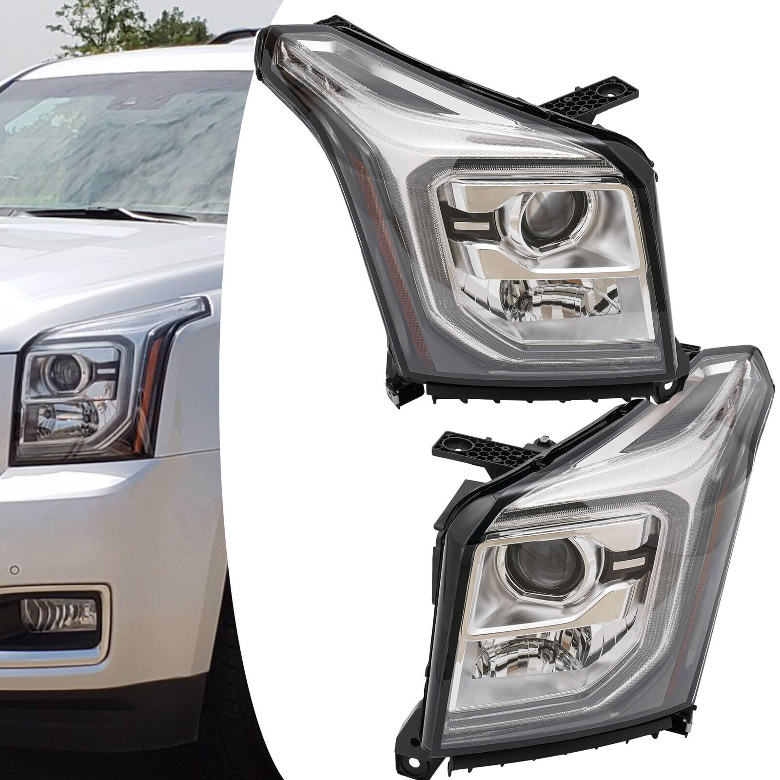 For 2015 2016-2020 GMC Yukon XL HID/Xenon LED Headlight Headlamp Left+Right