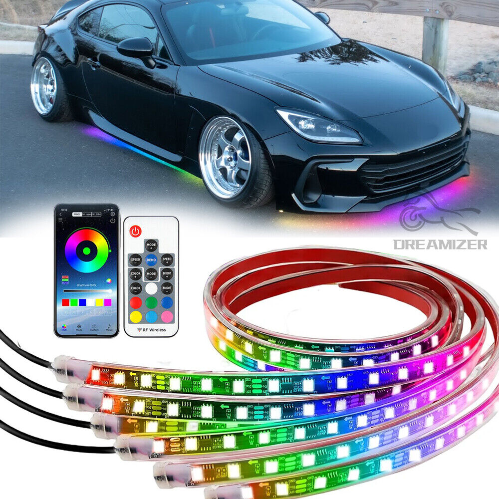 6Pcs Car Underglow Light Strip Kit Dream Color Chasing RGB APP Remote Control