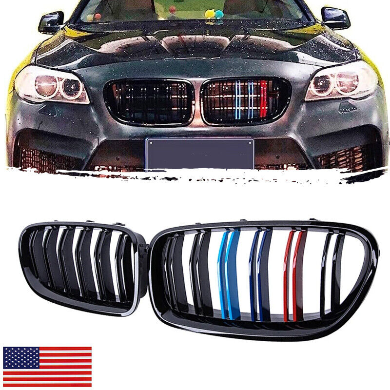 Front Grille Grill Kidney M-Color For BMW 5 Series F10 F11 M5 Glossy Black 10-16