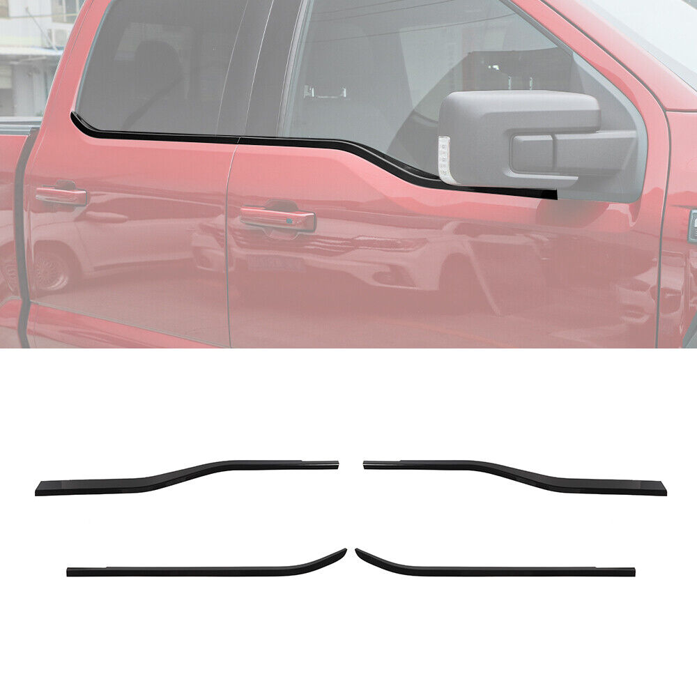 For 2021-23 Ford F150 4Door Black Window Bottom Sill Trims Strips Cover Overlays