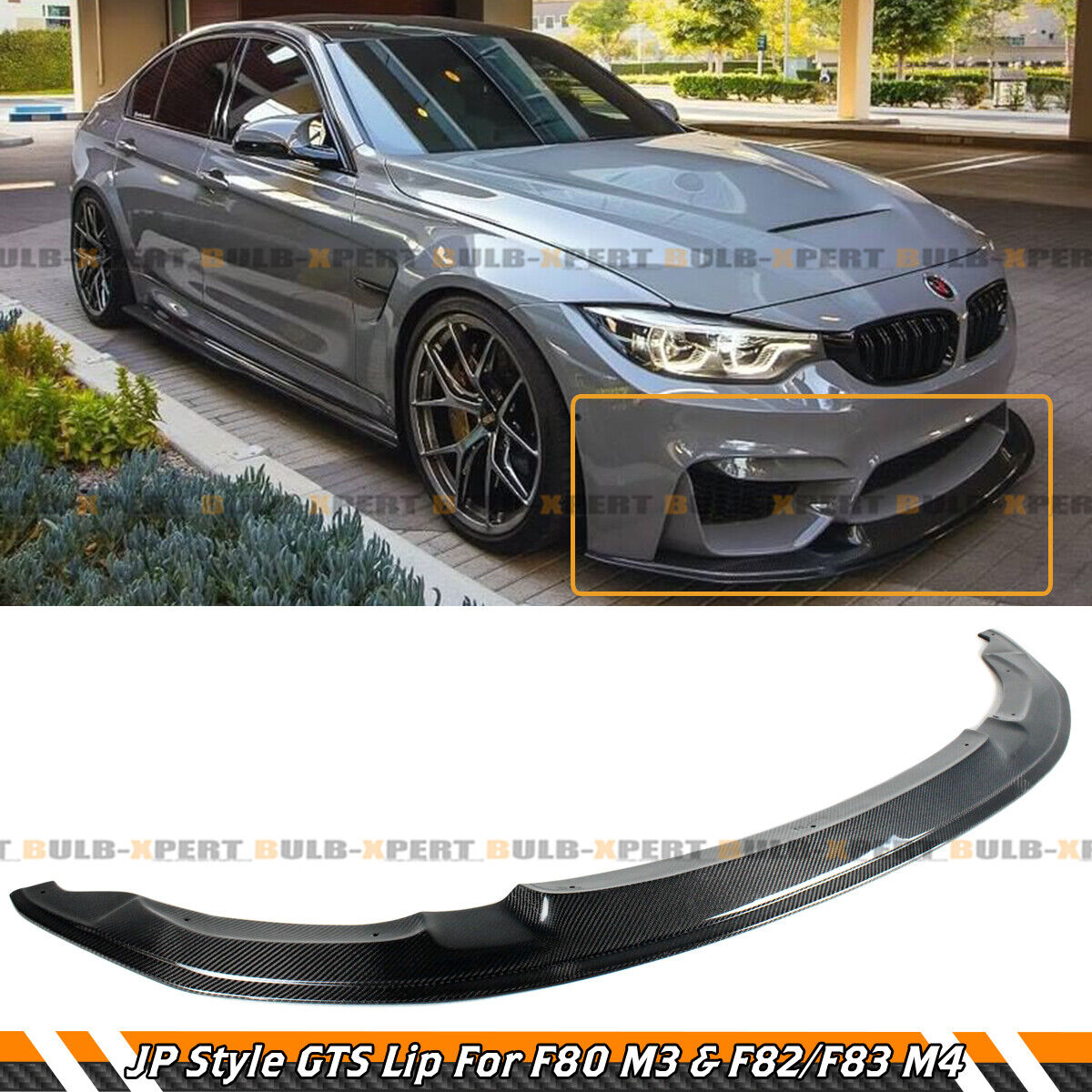 Carbon Fiber Full Extended GTS Style Front Lip Splitter For 2015-2019 BMW M3 M4