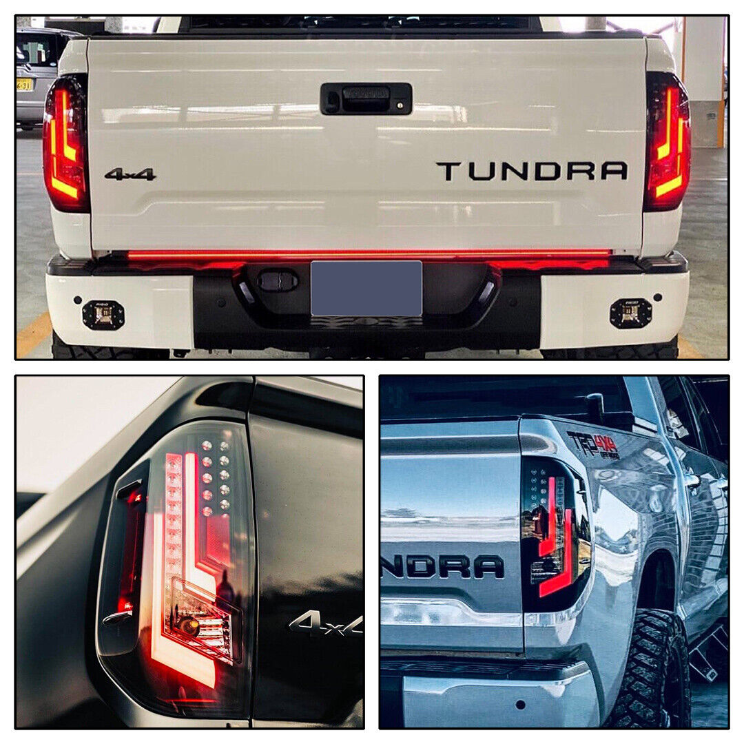 LED Tail Lights For 2014-2021 Toyota Tundra DRL Brake Lamps Black Smoke 1 Pair