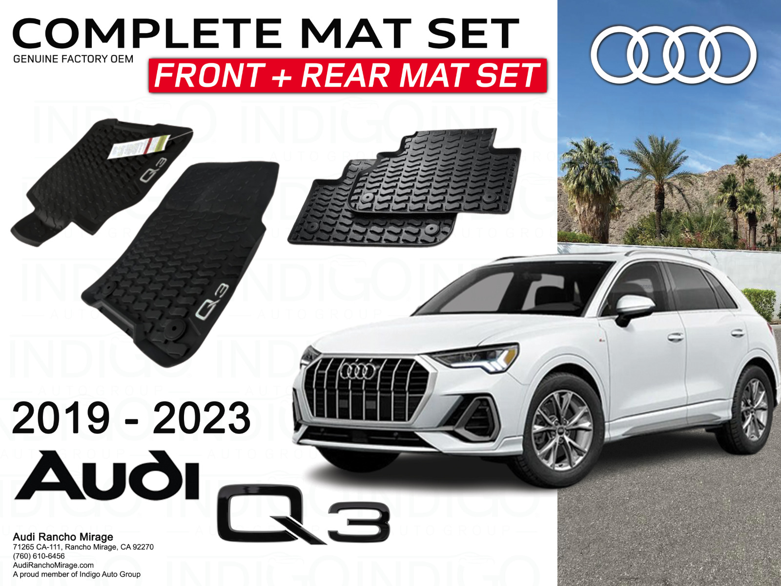 2019-2023 AUDI Q3 Genuine Audi All-Weather Floor Mats - FRONT + REAR SET