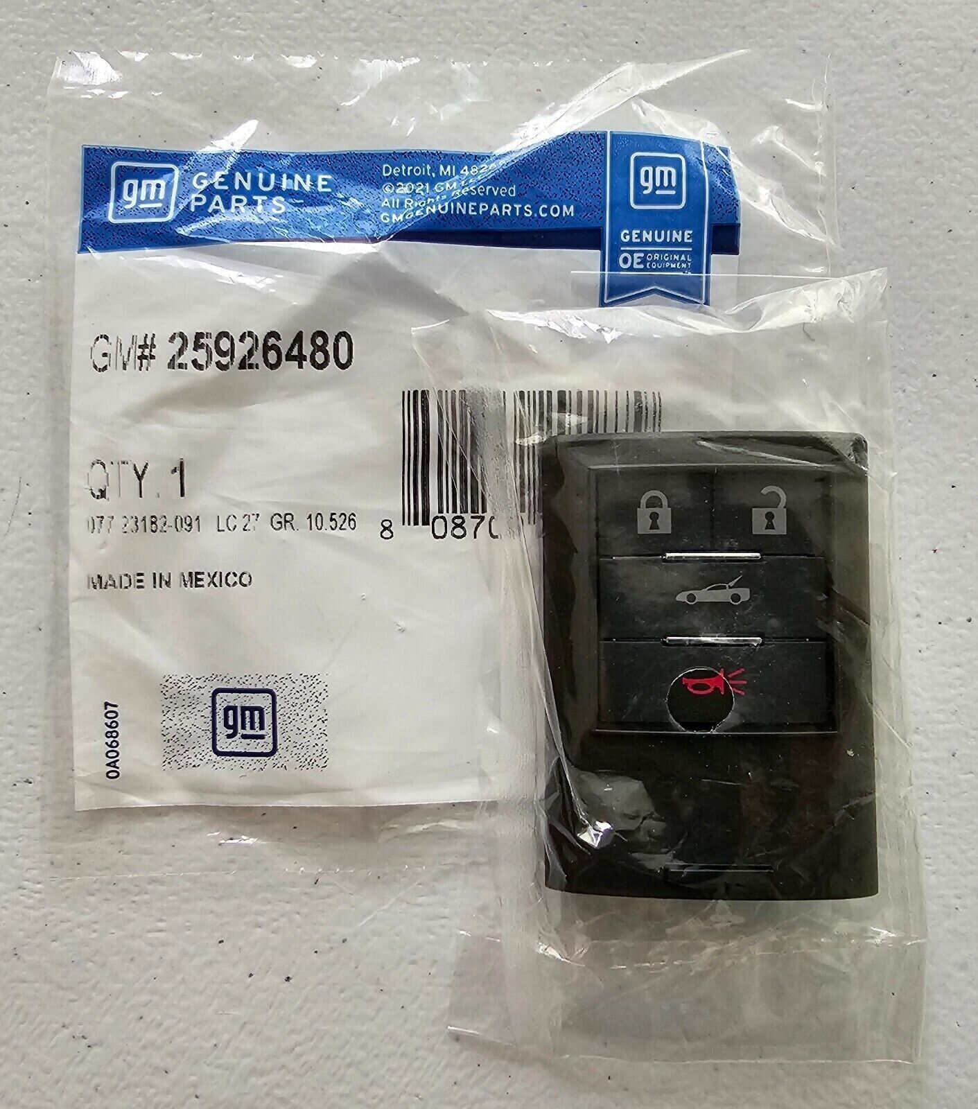 2008-2013 Chevrolet Corvette Keyless Remote Entry Smart Key Fob 25926480 OEM