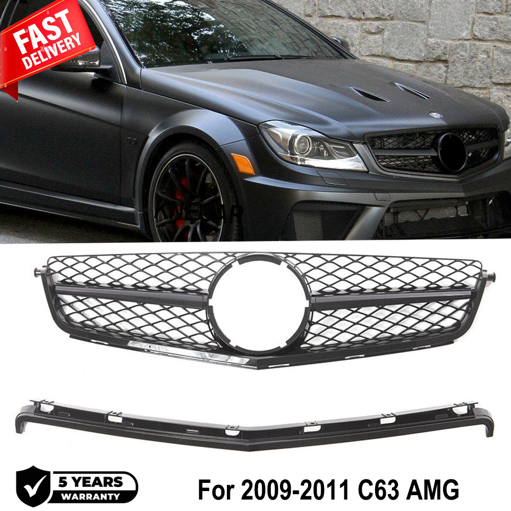 For Mercedes Benz W204 C63 AMG 2008 2009 2010 2011 Front Grille Grill Black